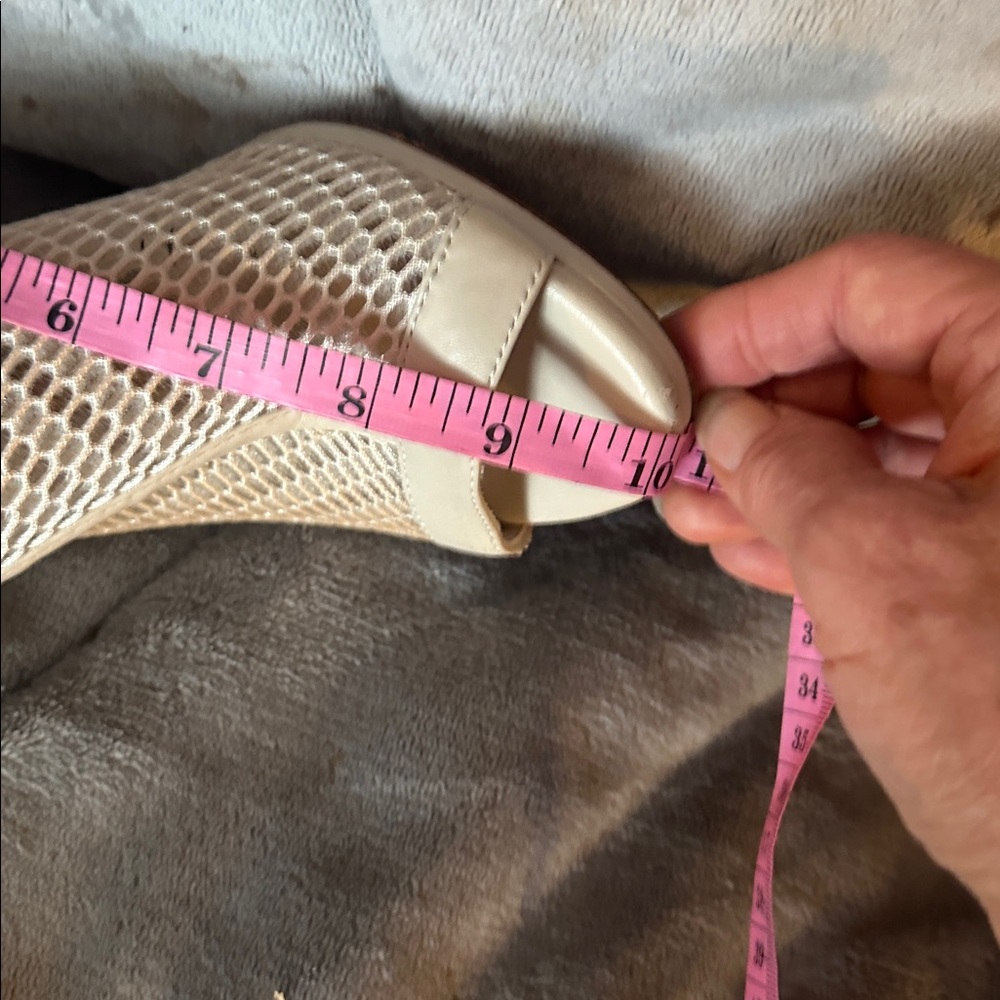 BCBGMaxAzria Beige Mesh Ankle Bootie Heels - Picture 11 of 13